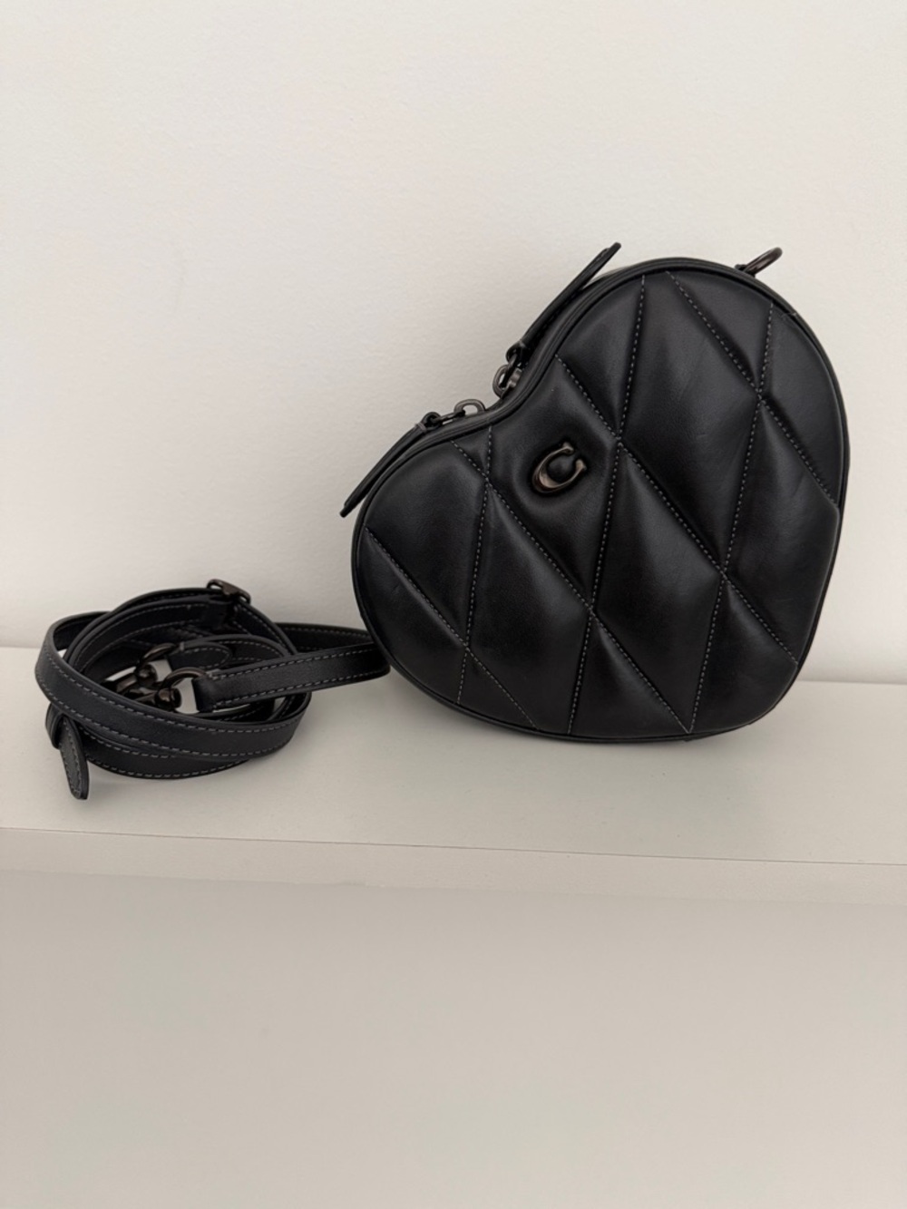 Coach Black Quilted Heart-Shaped Crossbody - Picture 5 of 5